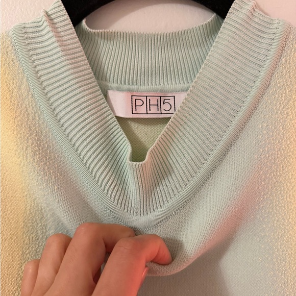 PH5 Ribbed Asymmetrical Mint Cream Yellow Dress - Picture 3 of 8